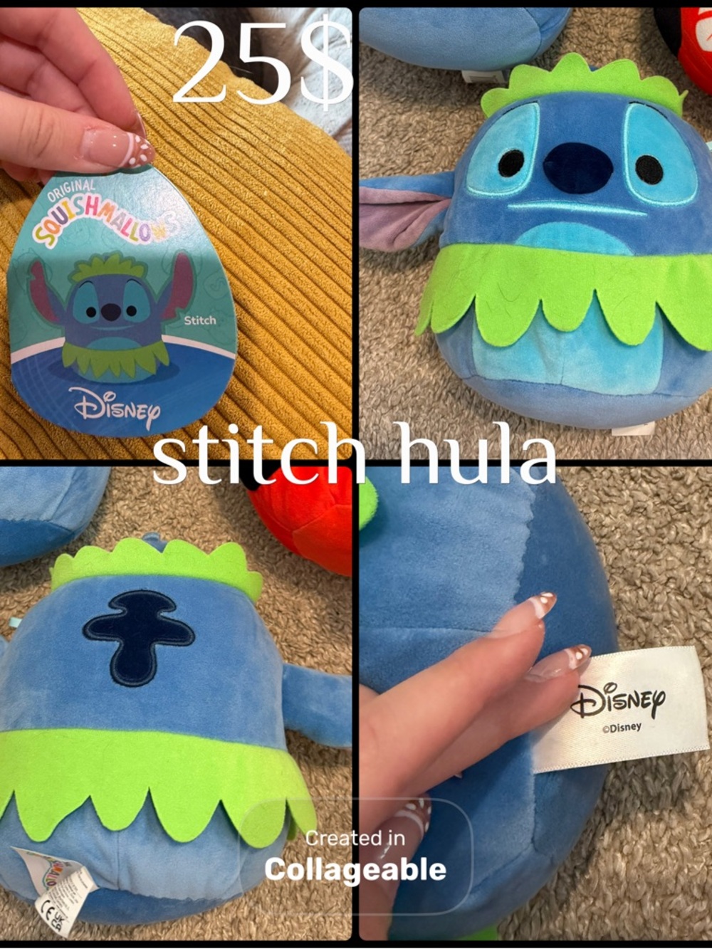 Disney Stitch Hula Plush - Blue & Lime Green